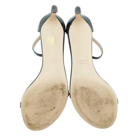 STUART WEITZMAN Black Leather Strap Pump Ankle Sandal Heel Sandals 6 - Picture 7 of 8